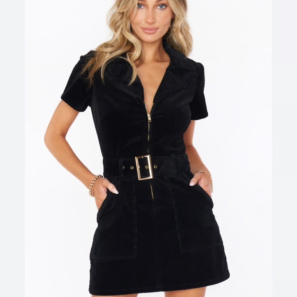 Show Me Your MuMu Black and Gold Puff Sleeve Mini Dress